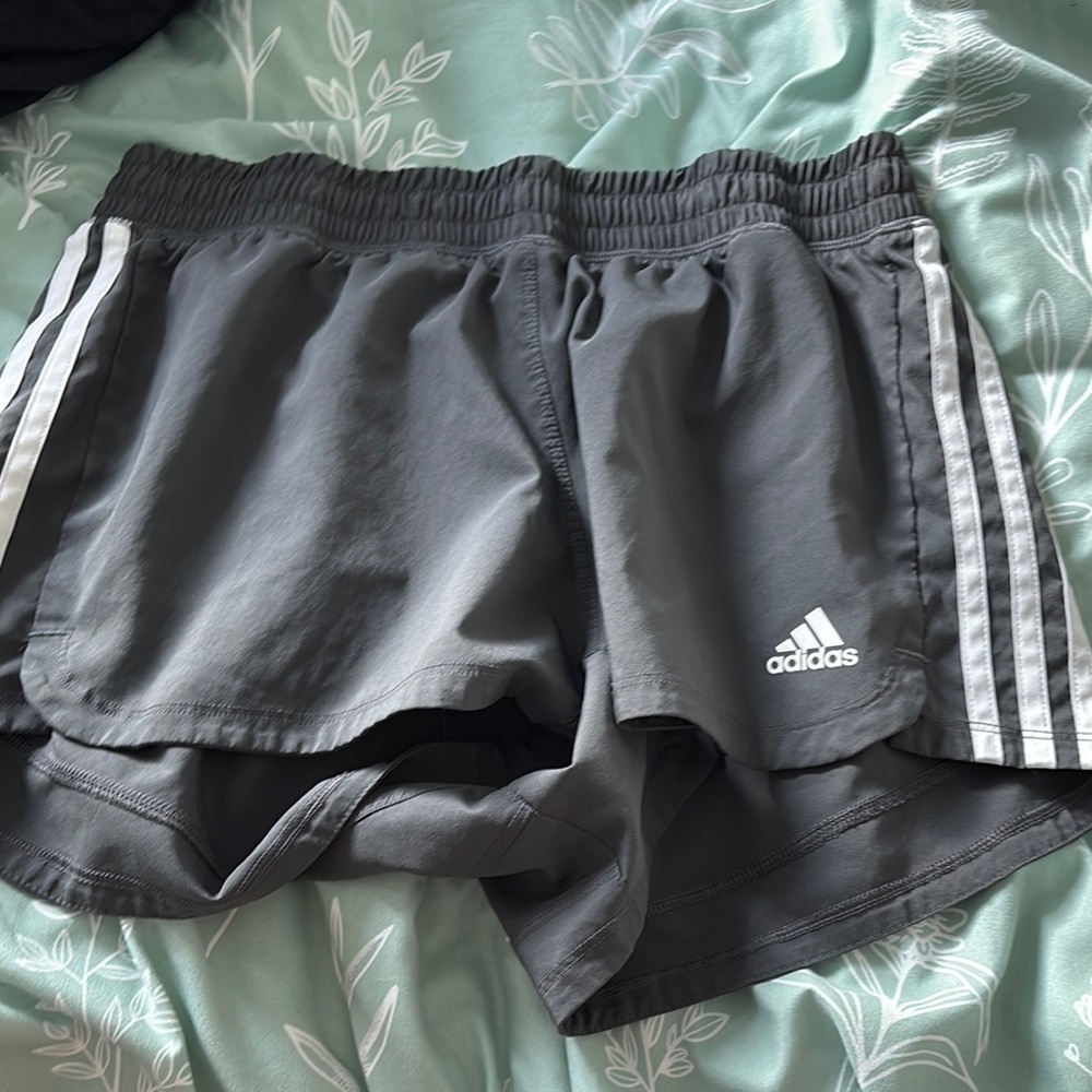 Adidas Gray Athletic Shorts with Elastic Waistband